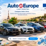 AutoEurope car rental comparison screen showing EU and UK car hire prices in 2026