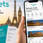Tiqets app showing mobile tickets for Louvre Museum Paris with skip-the-line access on smartphone screen