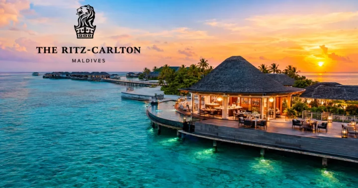 The Ritz-Carlton Maldives luxury island resort with overwater villas and sunset dining restaurant